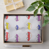Multicolor minicars op wit tissuepapier (Geschenk)