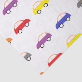 Multicolor minicars op wit tissuepapier (Detail)