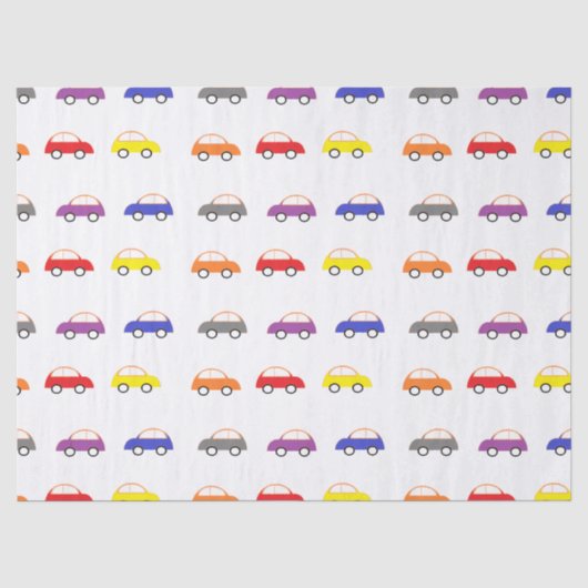 Multicolor minicars op wit tissuepapier (Voorkant)