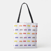Multicolor minicars op wit tote bag (Achterkant)