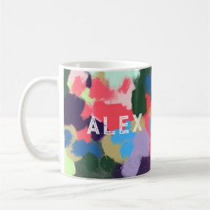 Multicolor Modern gepersonaliseerde naam blauw gro Koffiemok