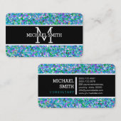 Multicolor Modern Grit Glitter Monogram #8 Visitekaartje (Voorkant / Achterkant)