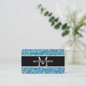 Multicolor Modern Grit Glitter Monogram #8 Visitekaartje (Staand voorkant)