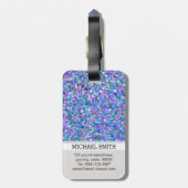 Multicolor Mosaic Modern Grit Glitter Monogram Bagagelabel (Achterkant verticaal)
