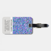 Multicolor Mosaic Modern Grit Glitter Monogram Bagagelabel (Achterkant horizontaal)