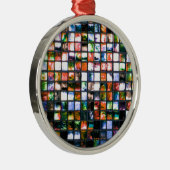 Multicolor Mosaic Squares kerstversiering Metalen Ornament (Rechts)