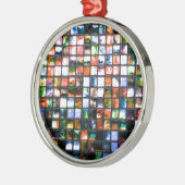 Multicolor Mosaic Squares kerstversiering Metalen Ornament (Links)
