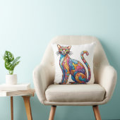 Multicolor Mozaïek grappig Cat 756 Kussen (Stoel)