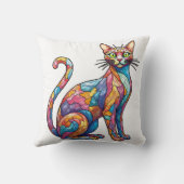 Multicolor Mozaïek grappig Cat 756 Kussen (Achterkant)