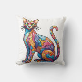 Multicolor Mozaïek grappig Cat 756 Kussen (Voorkant)