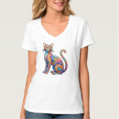 Multicolor Mozaïek grappig Cat 756 T-shirt (Voorkant)