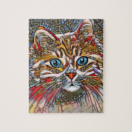 Multicolor Mozaïek Style Cat 699 digitale kunst Legpuzzel (Verticaal)