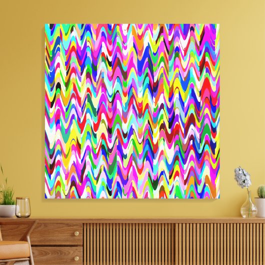 Multicolor mozaïekgolfpatroon #2 canvas afdruk (Insitu (Woonkamer))