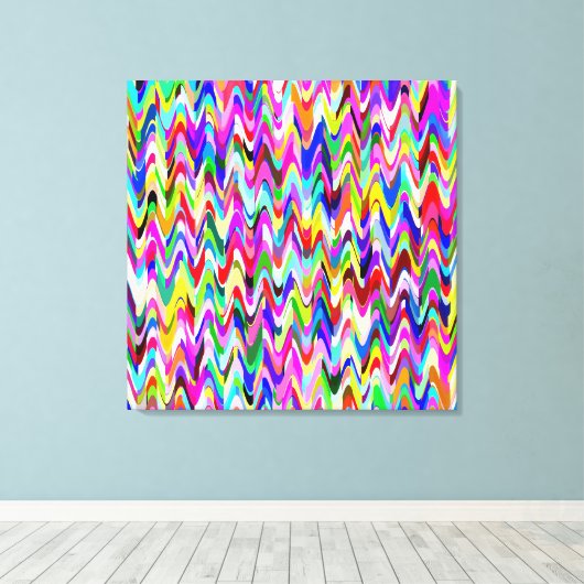 Multicolor mozaïekgolfpatroon #2 canvas afdruk (Insitu (Houten vloer))