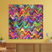 Multicolor mozaïekgolfpatroon #4 canvas afdruk (Insitu (Woonkamer))