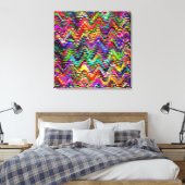Multicolor mozaïekgolfpatroon #4 canvas afdruk (Insitu (Slaapkamer))