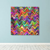 Multicolor mozaïekgolfpatroon #4 canvas afdruk (Insitu (Houten vloer))