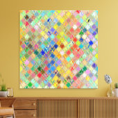Multicolor mozaïekgolfpatroon #8 canvas afdruk (Insitu (Woonkamer))