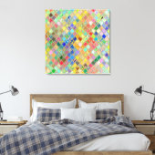Multicolor mozaïekgolfpatroon #8 canvas afdruk (Insitu (Slaapkamer))