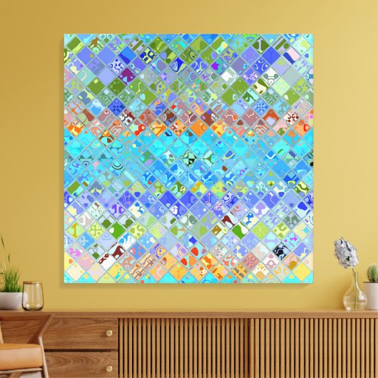 Multicolor mozaïekpatroon #2 canvas afdruk (Insitu (Woonkamer))