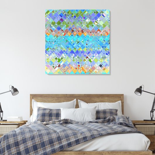 Multicolor mozaïekpatroon #2 canvas afdruk (Insitu (Slaapkamer))