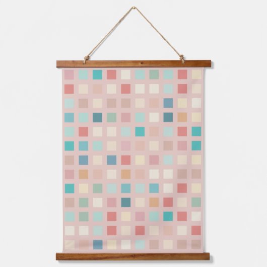 Multicolor Muted Squares Patroon Hangend Wandkleed (Voorkant)