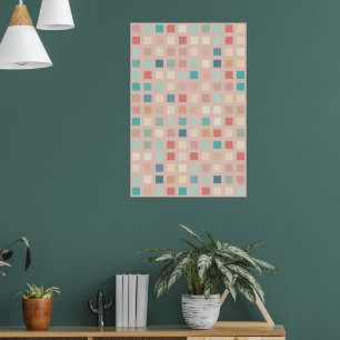 Multicolor Muted Squares Patroon Poster