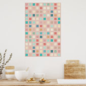 Multicolor Muted Squares Patroon Poster (Keuken)