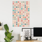 Multicolor Muted Squares Patroon Poster (Thuiskantoor)