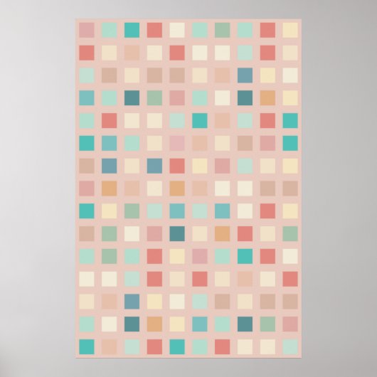 Multicolor Muted Squares Patroon Poster (Voorkant)