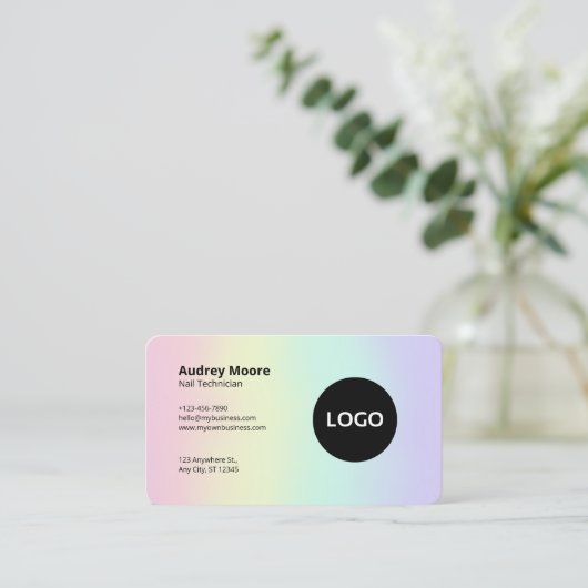 Multicolor nageltechnicus visitekaartje (Staand voorkant)
