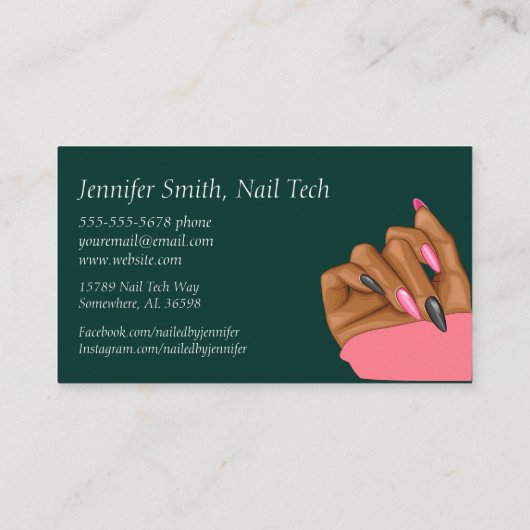 Multicolor Nail Tech Visitekaartje (Achterkant)