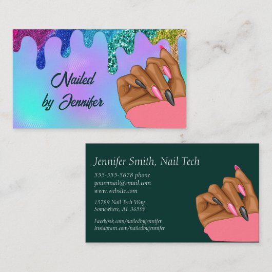 Multicolor Nail Tech Visitekaartje (Voorkant / Achterkant)
