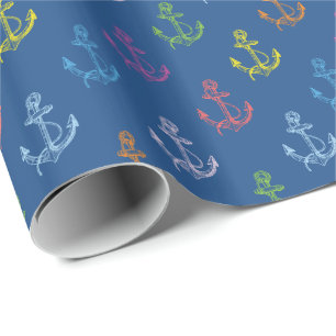 Multicolor Nautical Boat Anchors Patroon Cadeaupapier