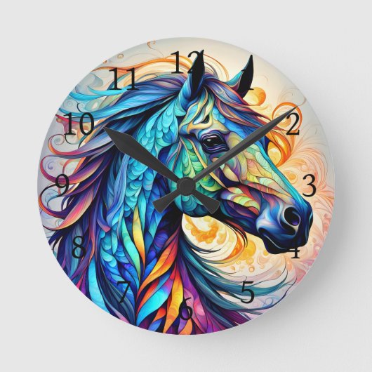 Multicolor Paard 22 kleurrijk Ronde Klok (Voorkant)