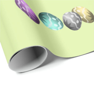 Multicolor Paaseieren op groen Cadeaupapier