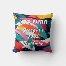 Multicolor Paint Effect Let's Party Verjaardag Kussen