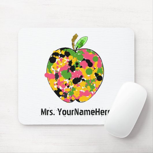 Multicolor Paint Splatter Apple Teacher Muismat (Met muis)
