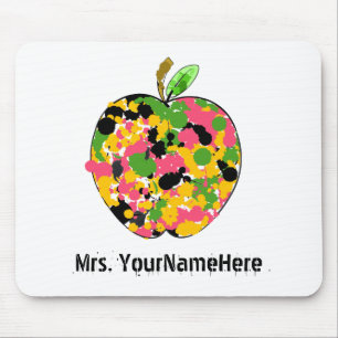 Multicolor Paint Splatter Apple Teacher Muismat