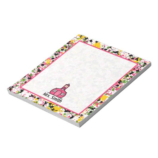 Multicolor Paint Splatter Teacher Notitieblok (Linkerzijde)