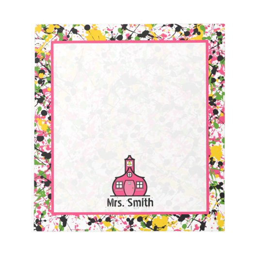 Multicolor Paint Splatter Teacher Notitieblok (Voorkant)