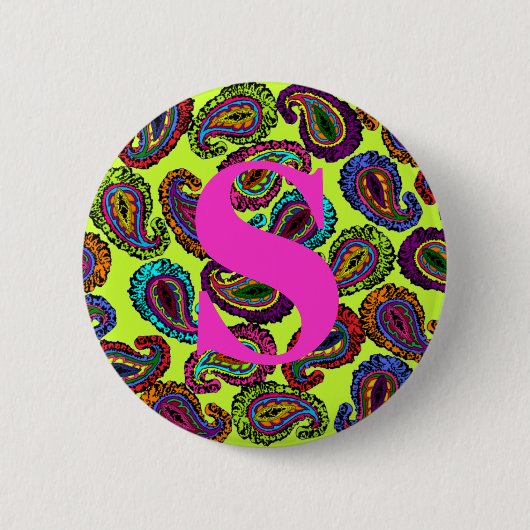 Multicolor Paisley Ronde Button 5,7 Cm (Voorkant)