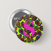 Multicolor Paisley Ronde Button 5,7 Cm (Voorkant /achterkant)