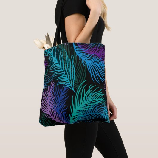 Multicolor palmbladeren tote bag (Dichtbij)