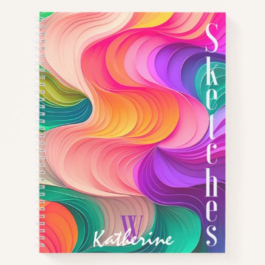 Multicolor papier golven schetsboek notitieboek (Voorkant)