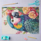 Multicolor Parrot Bloemen Waterverf Kunst Tissuepapier (Craft)
