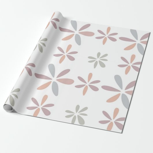 Multicolor Pastel Abstract Bloemrijk Botanisch Cadeaupapier (Uitgerold)