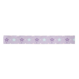 Multicolor Pastel Paars, Roze, Wit Stars Ribbon Satijnen Lint