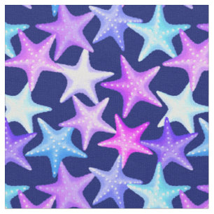 Multicolor Pastel Starfish Nautical Summer Beach o Stof