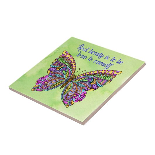 Multicolor Pattern Butterfly Tegeltje (Zijkant)